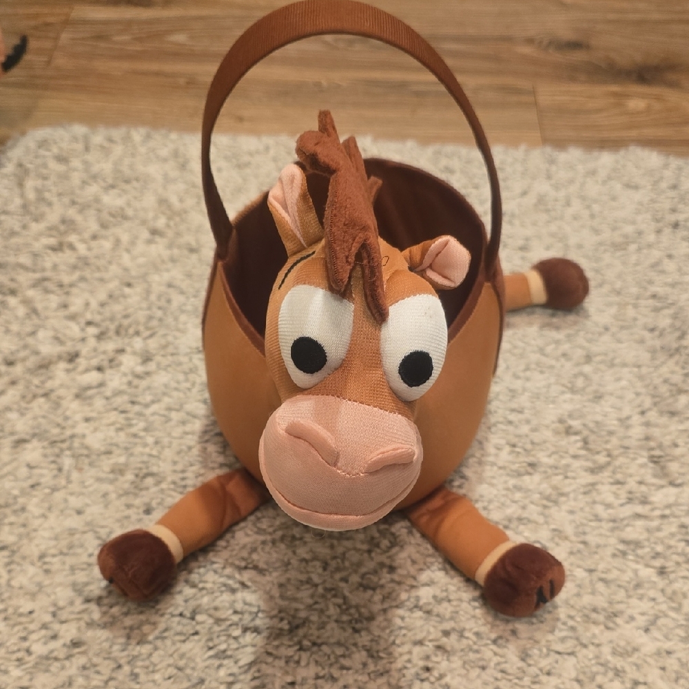 Brown Horse Plush Basket for Kids